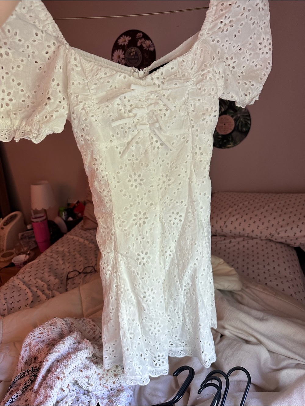 Lulus White Eyelet Puff Sleeve Dress - Picture 4 of 4